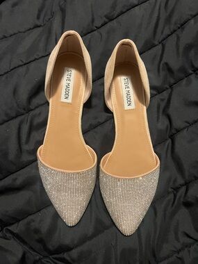 Steve Madden Blush Pink Crystal-Embellished Pointed D'Orsay Flats